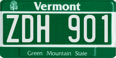 VT license plate ZDH901