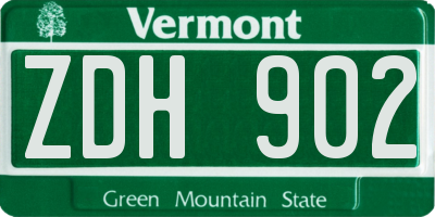 VT license plate ZDH902