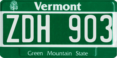 VT license plate ZDH903