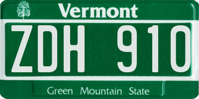 VT license plate ZDH910