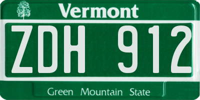 VT license plate ZDH912