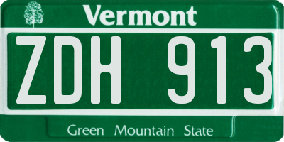 VT license plate ZDH913