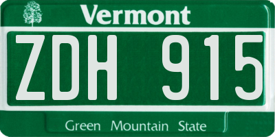 VT license plate ZDH915