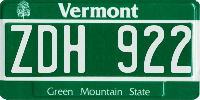 VT license plate ZDH922