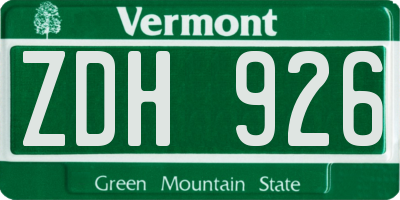 VT license plate ZDH926