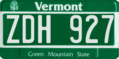 VT license plate ZDH927