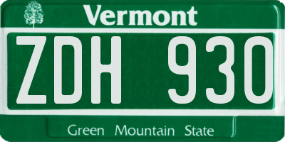 VT license plate ZDH930