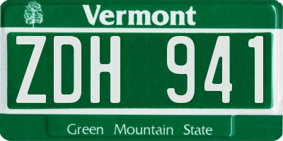 VT license plate ZDH941