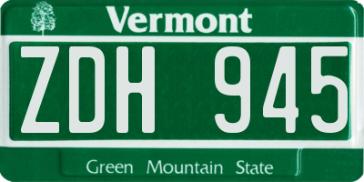 VT license plate ZDH945