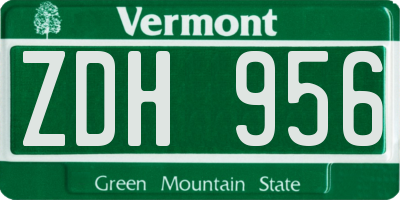 VT license plate ZDH956