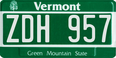 VT license plate ZDH957