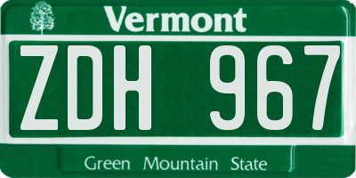VT license plate ZDH967