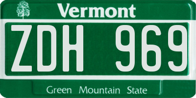 VT license plate ZDH969