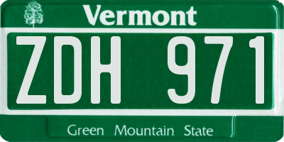 VT license plate ZDH971