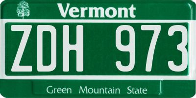 VT license plate ZDH973