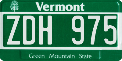 VT license plate ZDH975