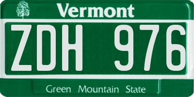 VT license plate ZDH976