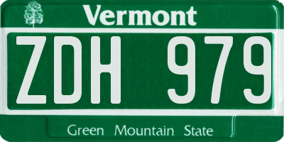 VT license plate ZDH979