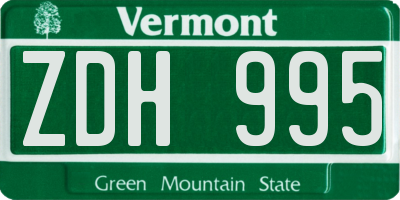 VT license plate ZDH995