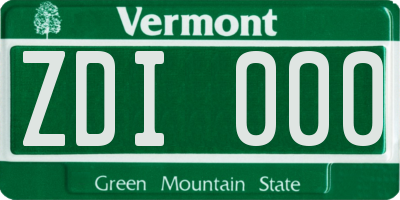 VT license plate ZDI000