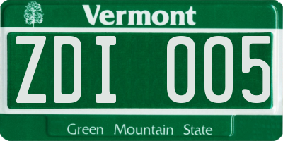 VT license plate ZDI005