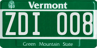 VT license plate ZDI008