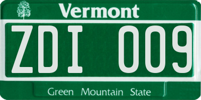 VT license plate ZDI009
