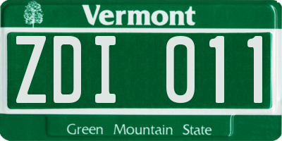 VT license plate ZDI011
