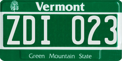 VT license plate ZDI023