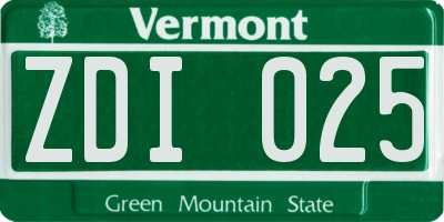 VT license plate ZDI025