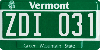 VT license plate ZDI031