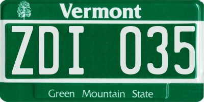 VT license plate ZDI035