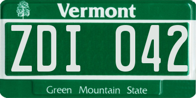 VT license plate ZDI042