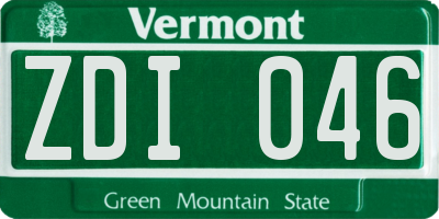 VT license plate ZDI046