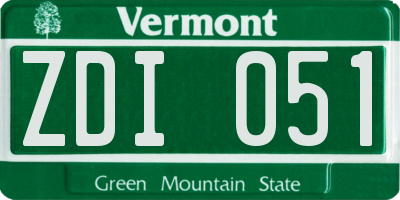 VT license plate ZDI051