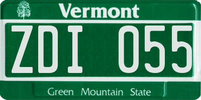 VT license plate ZDI055
