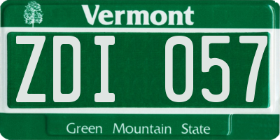 VT license plate ZDI057
