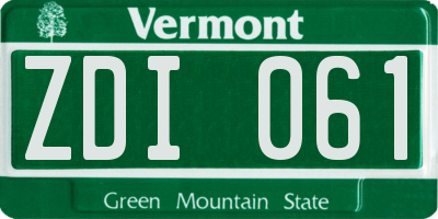 VT license plate ZDI061