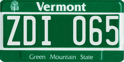 VT license plate ZDI065
