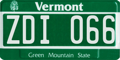 VT license plate ZDI066