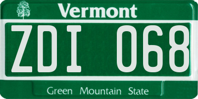 VT license plate ZDI068