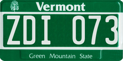 VT license plate ZDI073