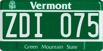 VT license plate ZDI075