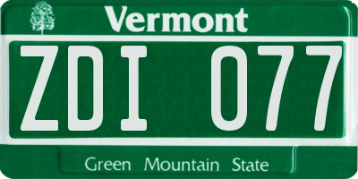 VT license plate ZDI077