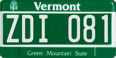 VT license plate ZDI081