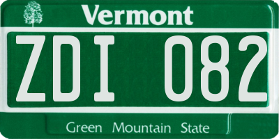 VT license plate ZDI082
