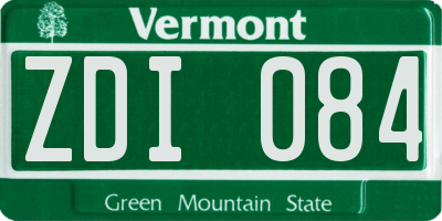 VT license plate ZDI084