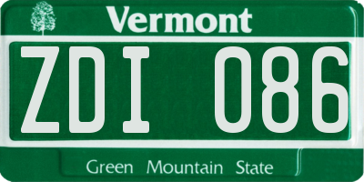 VT license plate ZDI086