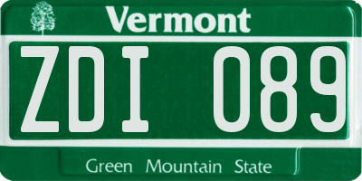 VT license plate ZDI089
