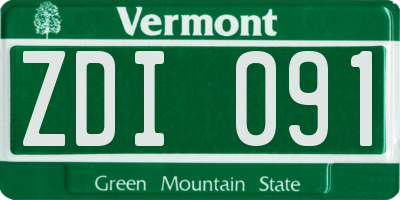 VT license plate ZDI091